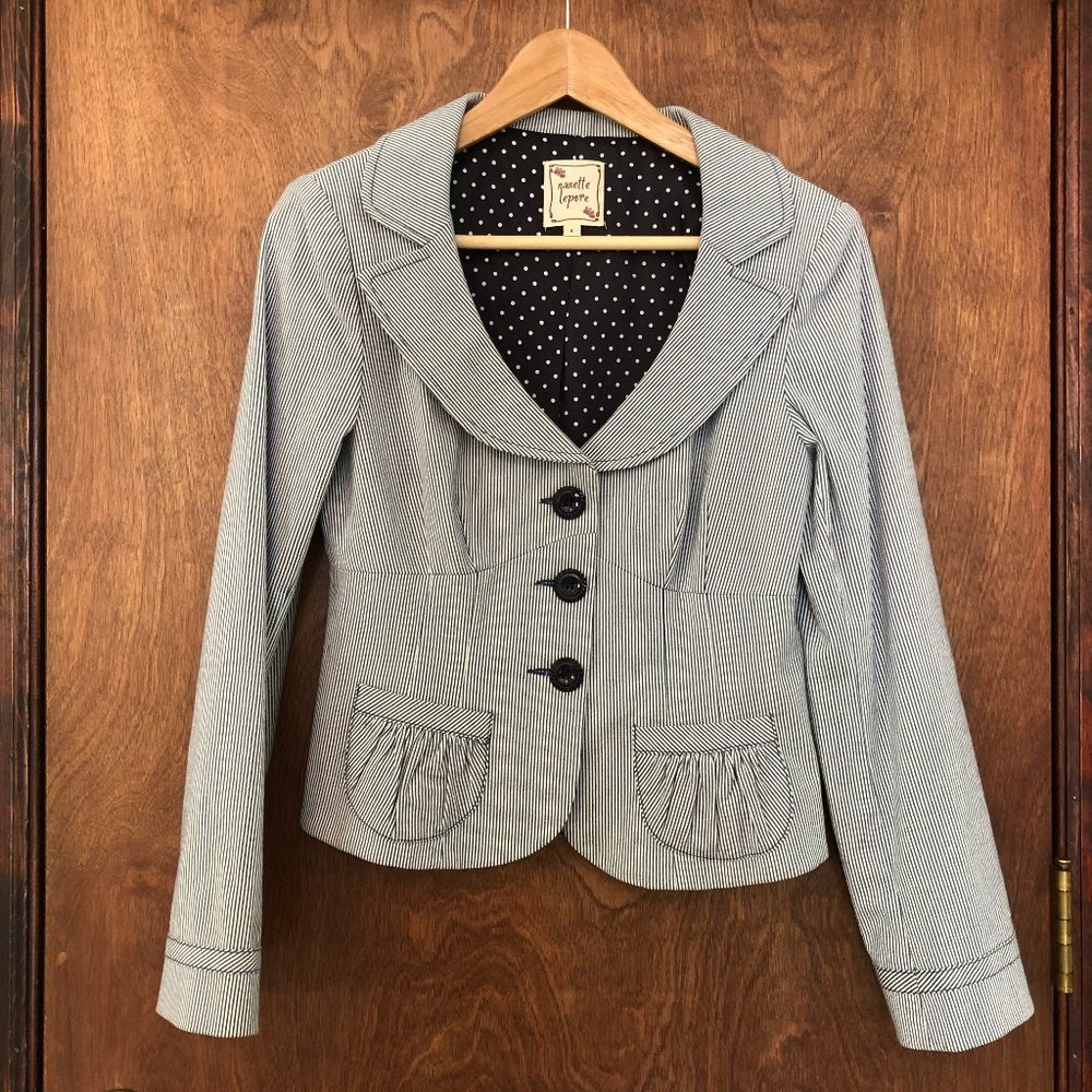ISO Nanette Lepore Blue Pinstripe Jacket 4